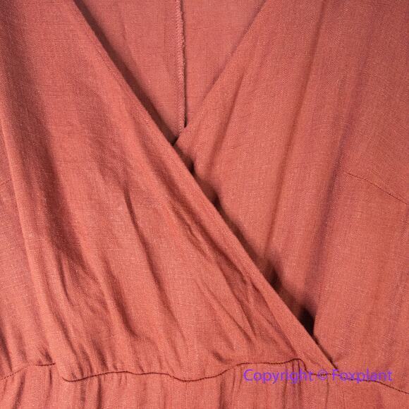 New! Eloquii linen blend Rust Orange Maxi Peasant Dress‎ Balloon Sleeve size 16 - Picture 8 of 16